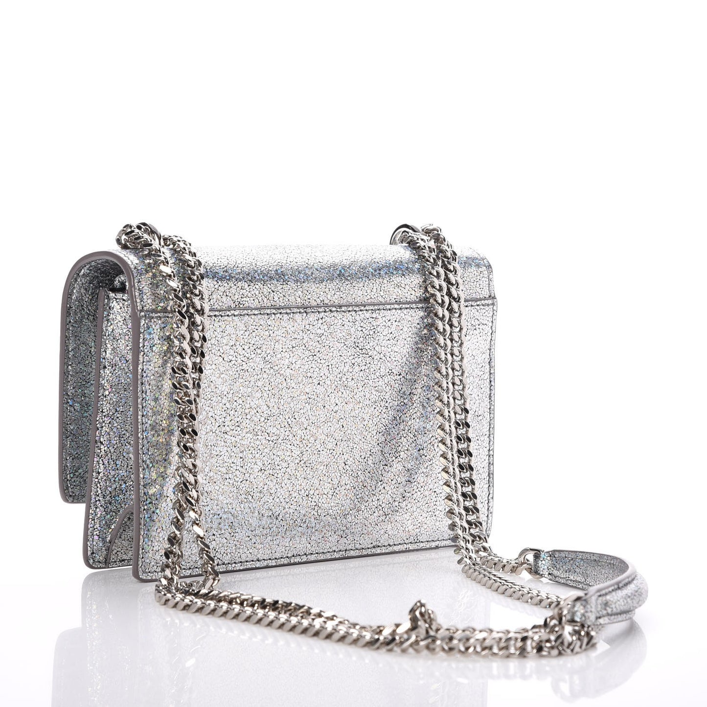 Metallic Crackled Calfskin Monogram Sunset Chain Wallet Star Light