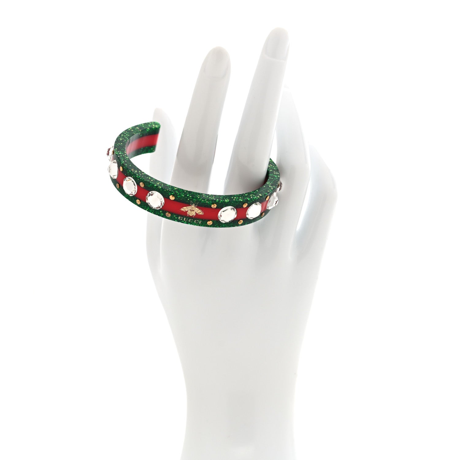 Gucci Crystal Web Cuff 16 Green Red Green Red 2 of 4