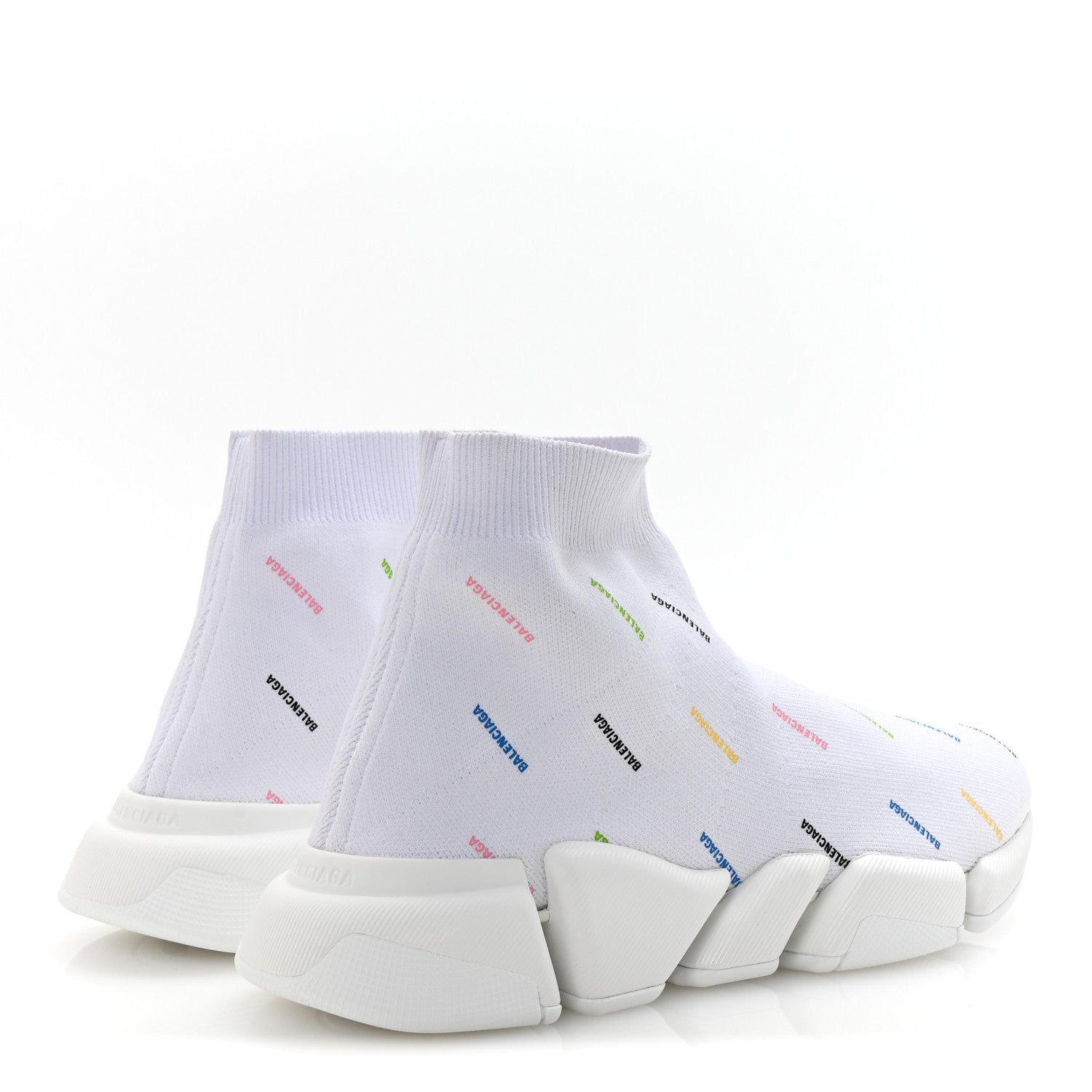 Balenciaga Technical 3D Recycled Knit Allover Logo Womens Speed 2.0 Sneakers 41 White Multicolor 4 of 10