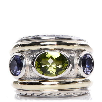 David Yurman Sterling Silver 14K Yellow Gold 17mm Amethyst Peridot Renaissance Ring 52 6 1 of 6
