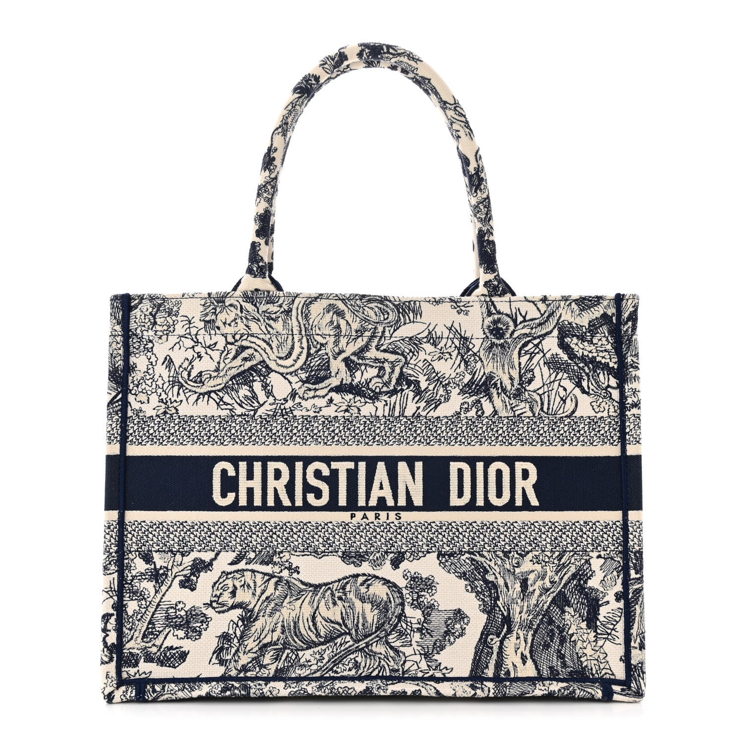 Christian Dior Canvas Embroidered Medium Dioriviera Toile De Jouy Book Tote Blue 1 of 10