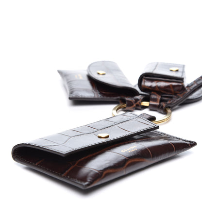 Celine Alligator Calfskin Embossed Key Ring Wristlet Brown 6 of 10