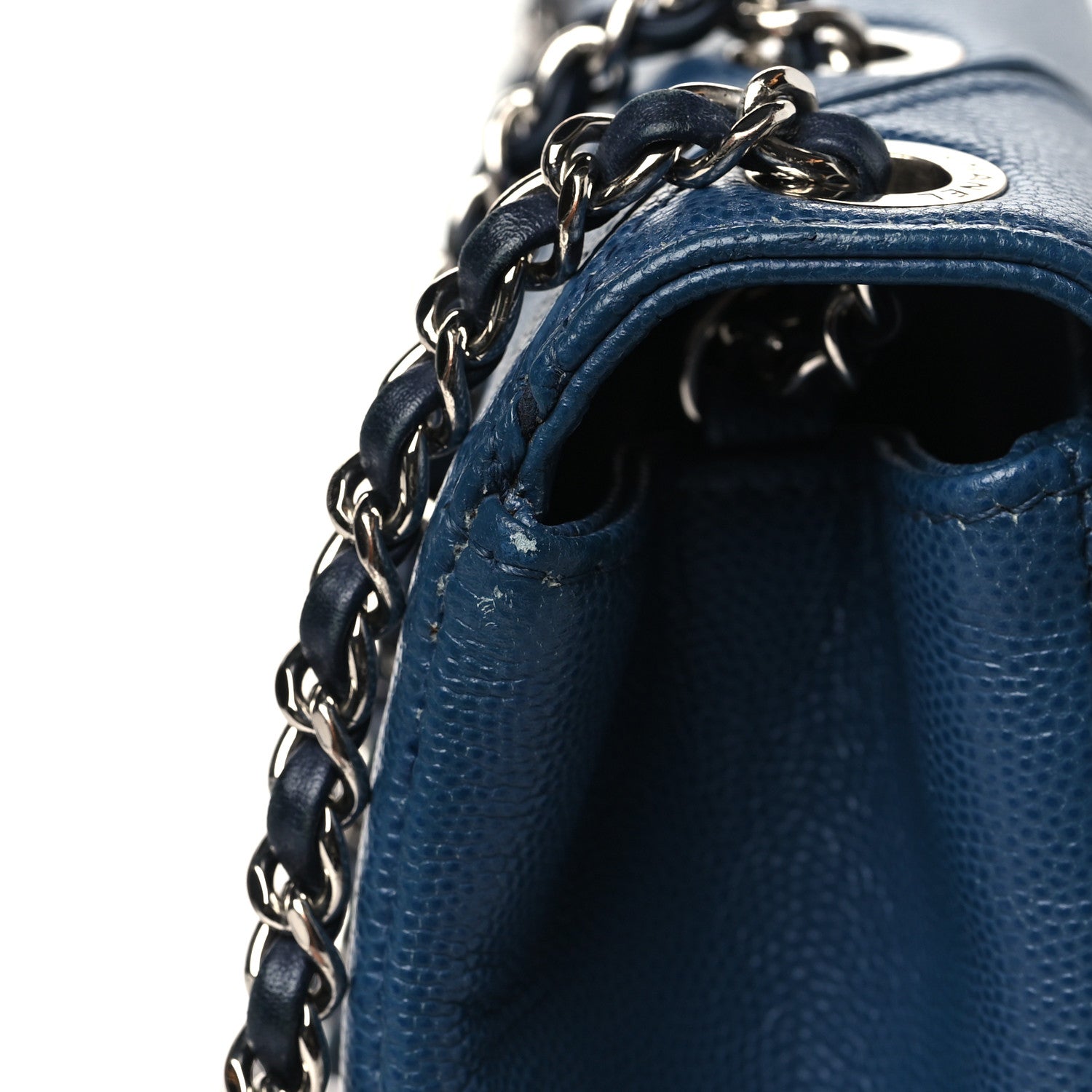 Chanel Caviar Macro Chevron Single Flap Blue 11 of 11