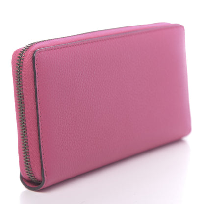 Gucci Grained Calfskin Logo Zip Around Wallet Box Pink Green 3 of 7