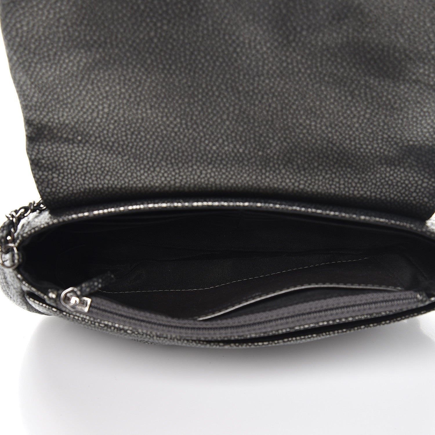 Chanel Metallic Caviar Half Moon Wallet On Chain WOC Dark Silver 4 of 8