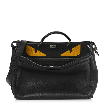 Fendi Cuoio Romano Selleria Monster Eyes Inlay Large Mens Peekaboo Iconic Essential Satchel Black Sunflower 1 of 7