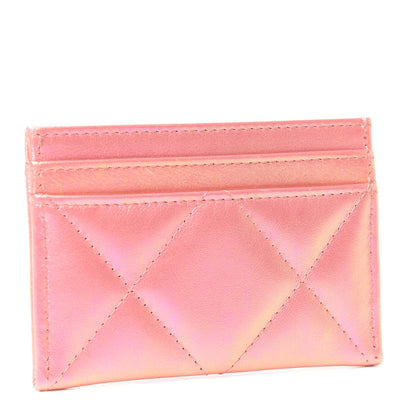 Chanel Iridescent Calfskin Quilted Chanel 19 Card Holder Pink 3 of 8