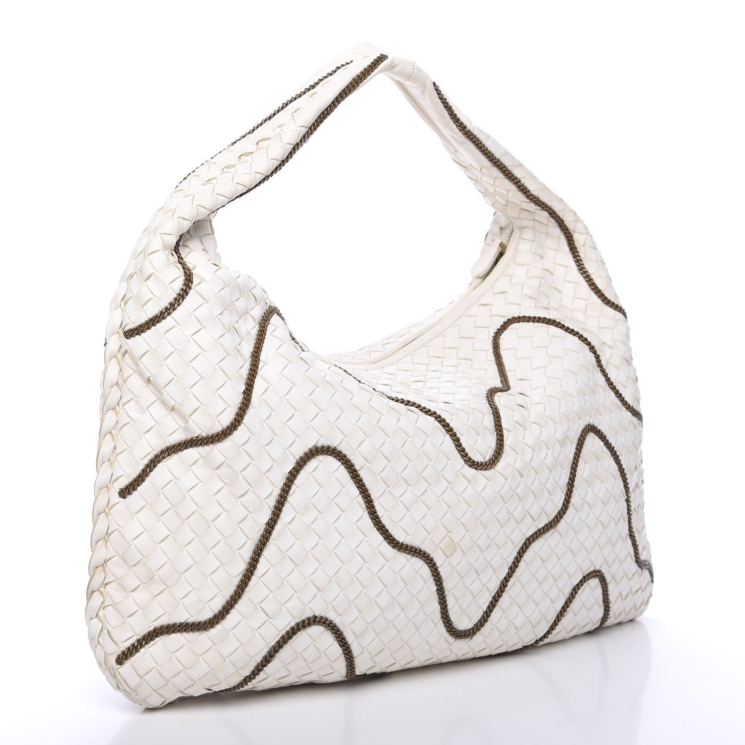 Bottega Veneta Nappa Intrecciato Medium Veneta Chain Hobo White 2 of 14