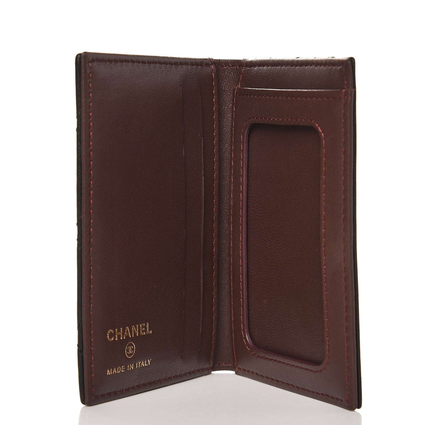 Lambskin Quilted Card Holder Wallet Black