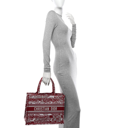 Christian Dior Canvas Embroidered Medium Dioriviera Toile De Jouy Book Tote Raspberry 2 of 13