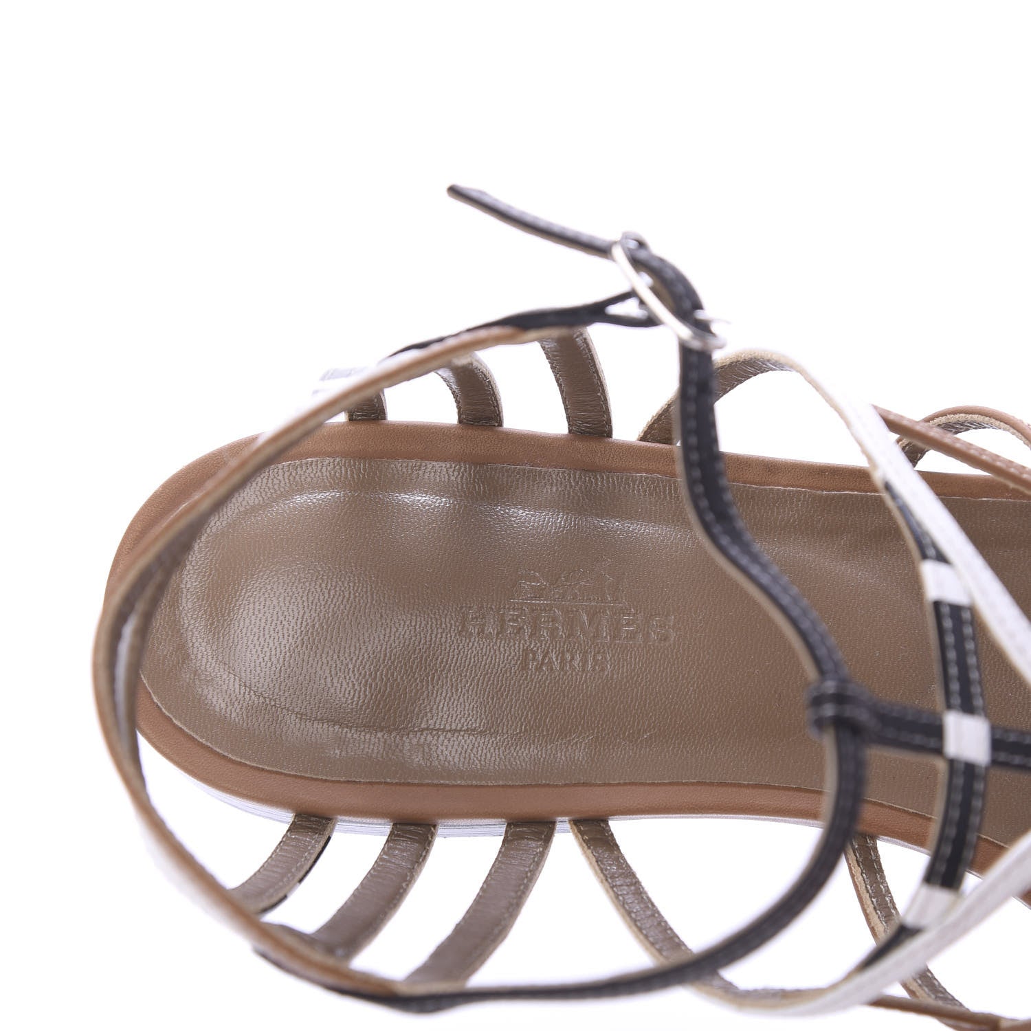 Hermes Calfskin Rapido Sandals 39 Palissandre White Black 7 of 7