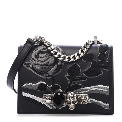 Alexander McQueen Calfskin Embroidered Knuckle Crossbody Black 1 of 10