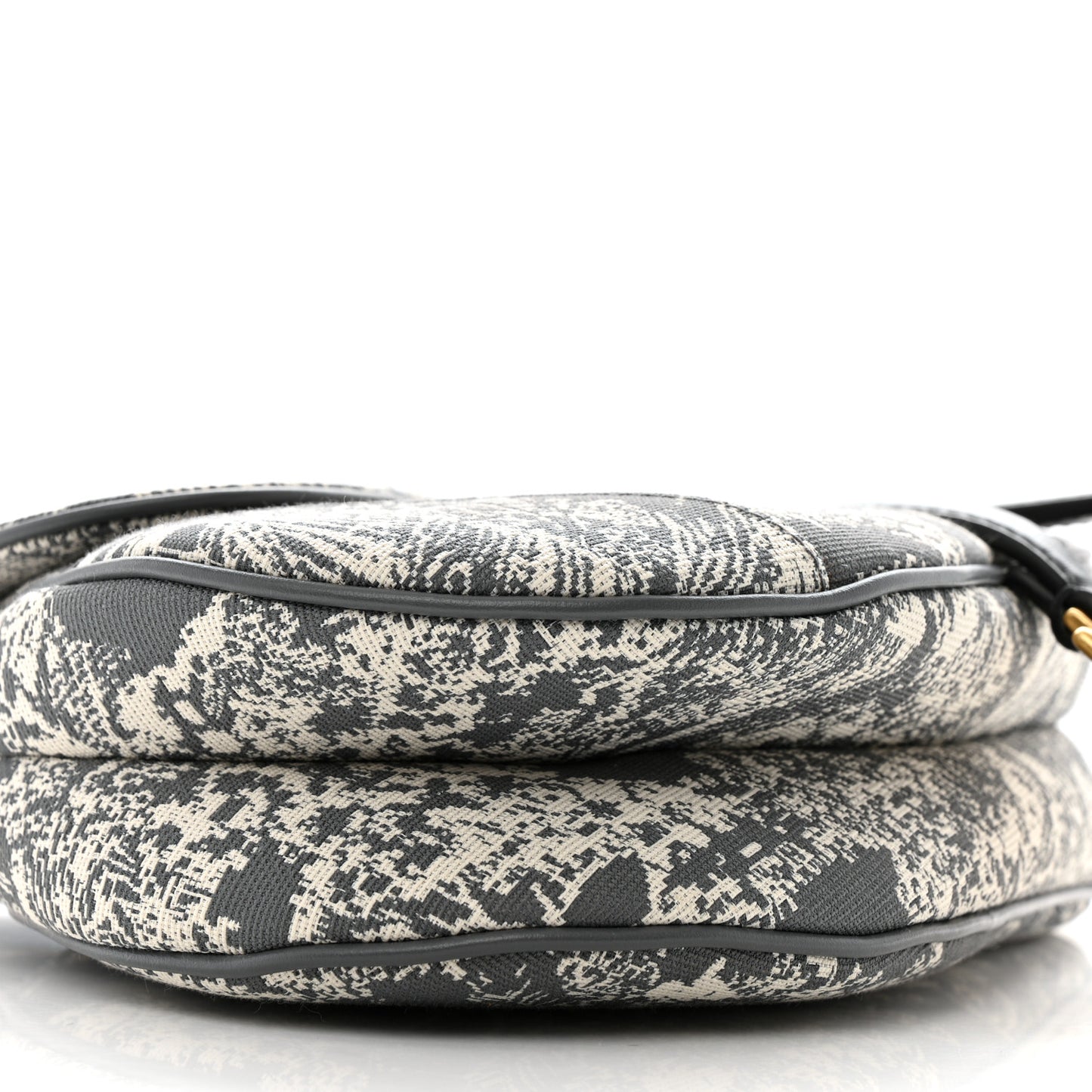 Canvas Reverse Embroidered Toile De Jouy Saddle Bag Grey
