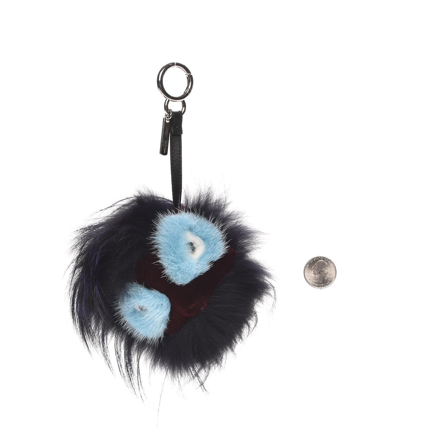 Fendi Mink Fox Rabbit Fur Vitello Flamingo Furme Monster Bag Charm Viola Multicolor Black 2 of 3