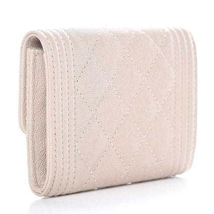 Chanel Iridescent Caviar Quilted Boy Card Holder Wallet Beige 3 of 11