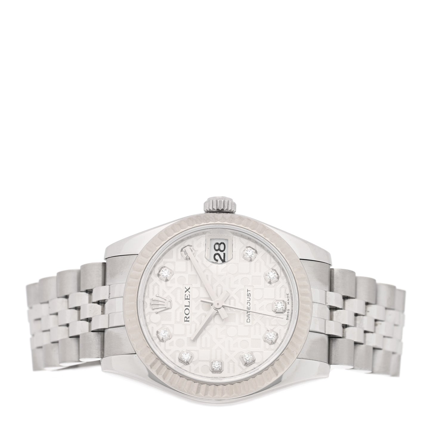 Stainless Steel 18K White Gold Diamond 31mm Oyster Perpetual Datejust Watch Silver Jubilee 178274
