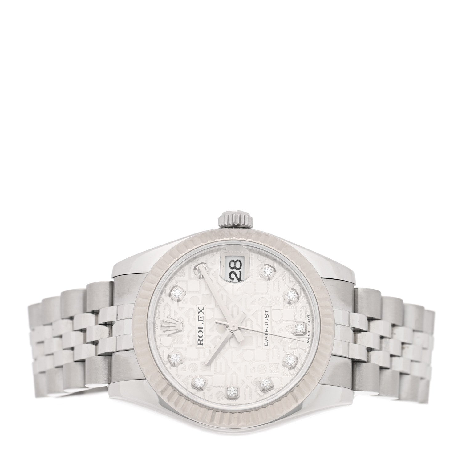 Rolex Stainless Steel 18K White Gold Diamond 31mm Oyster Perpetual Datejust Watch Silver Jubilee 178274 2 of 5