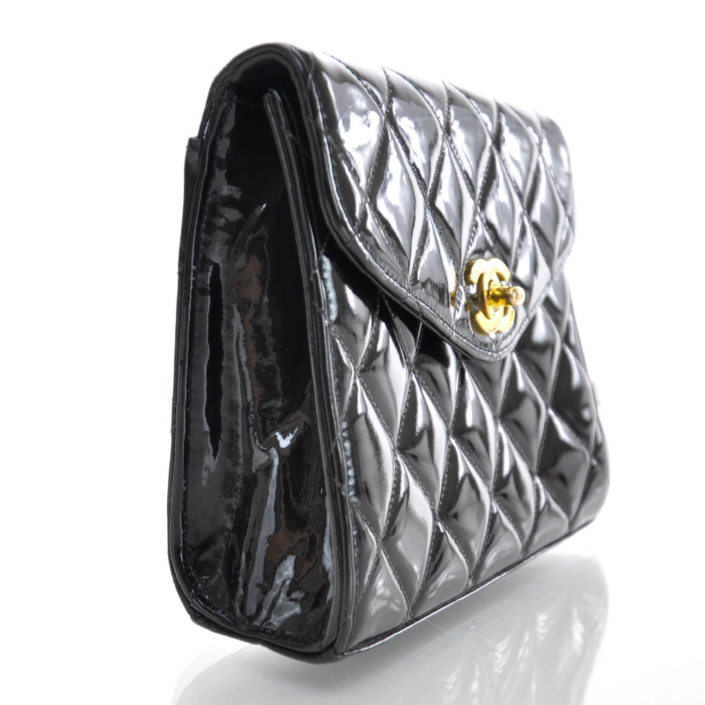 Patent Flap Bag Black