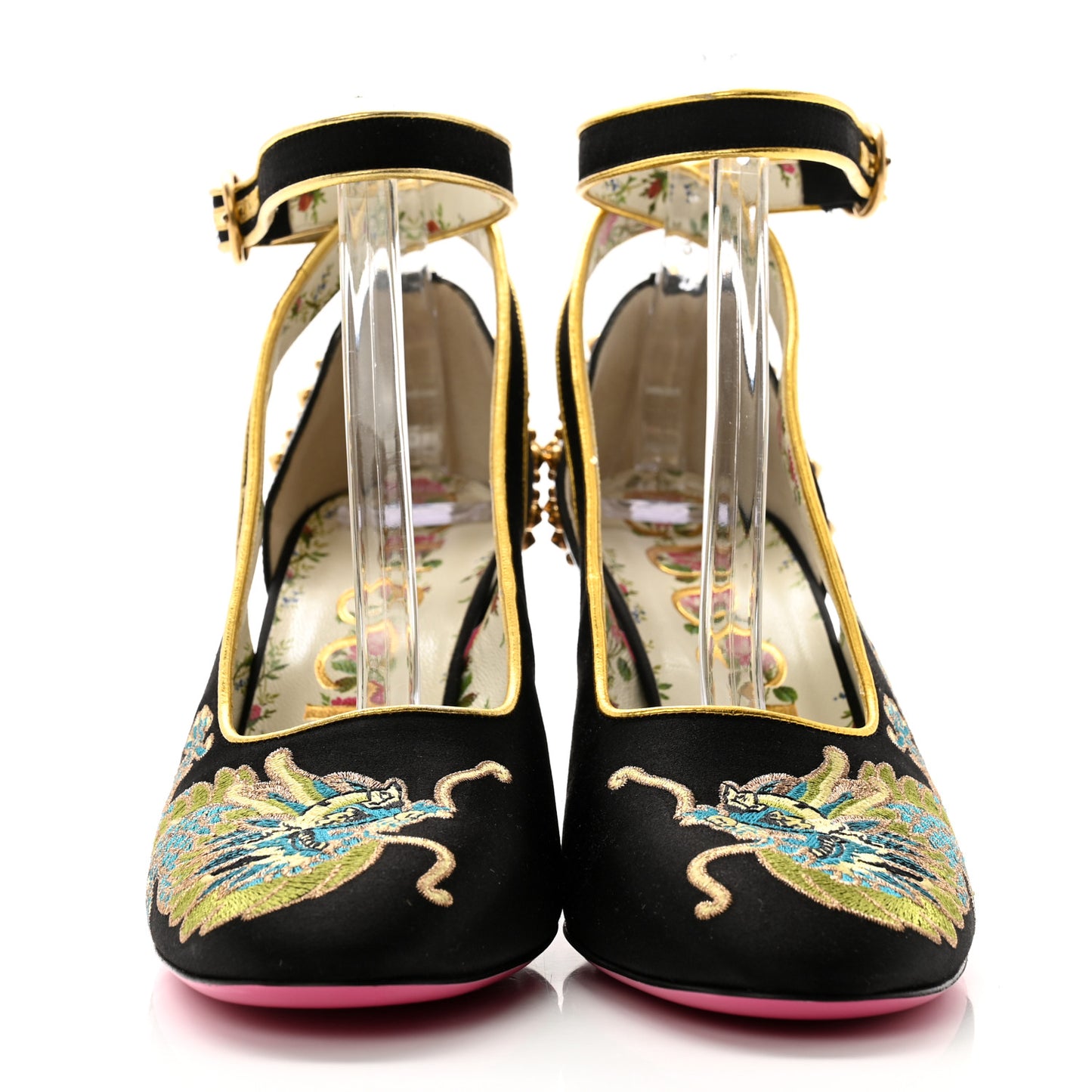 Satin Embroidered Dragon Caspar Pumps 39 Black