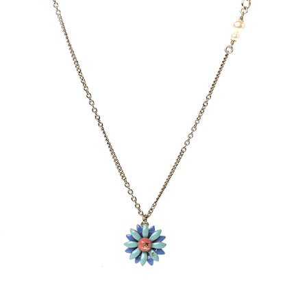 Chanel Enamel CC Flower Pendant Necklace Gold Multicolor 1 of 4