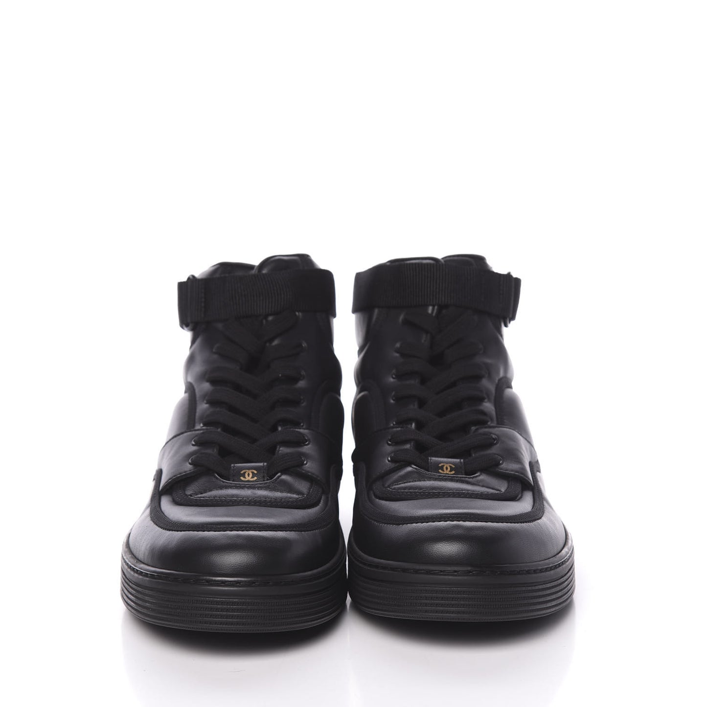 Lambskin Mens Logo High Top Sneakers 46 Black