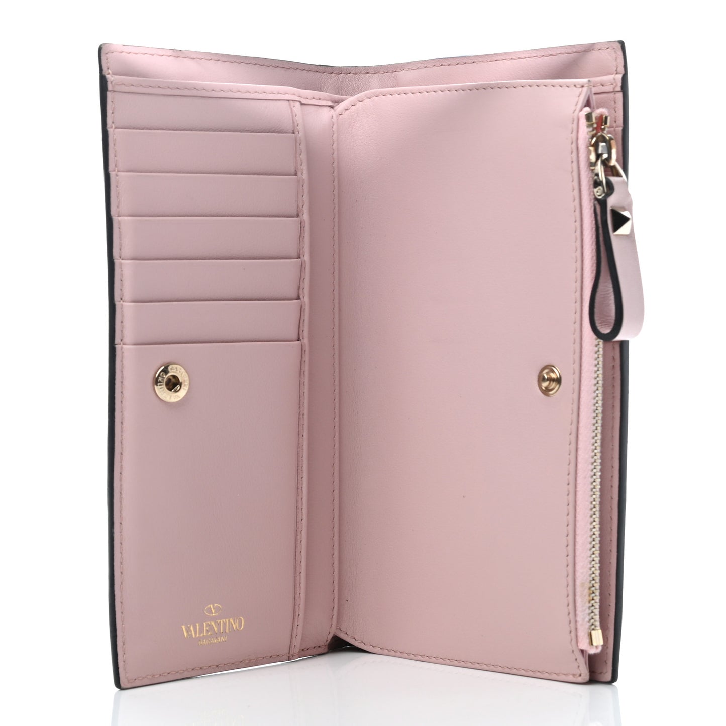 Calfskin Rockstud Continental Wallet Water Rose
