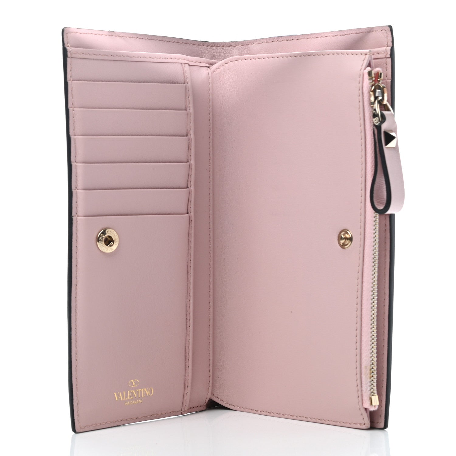 Valentino Garavani Calfskin Rockstud Continental Wallet Water Rose 5 of 7