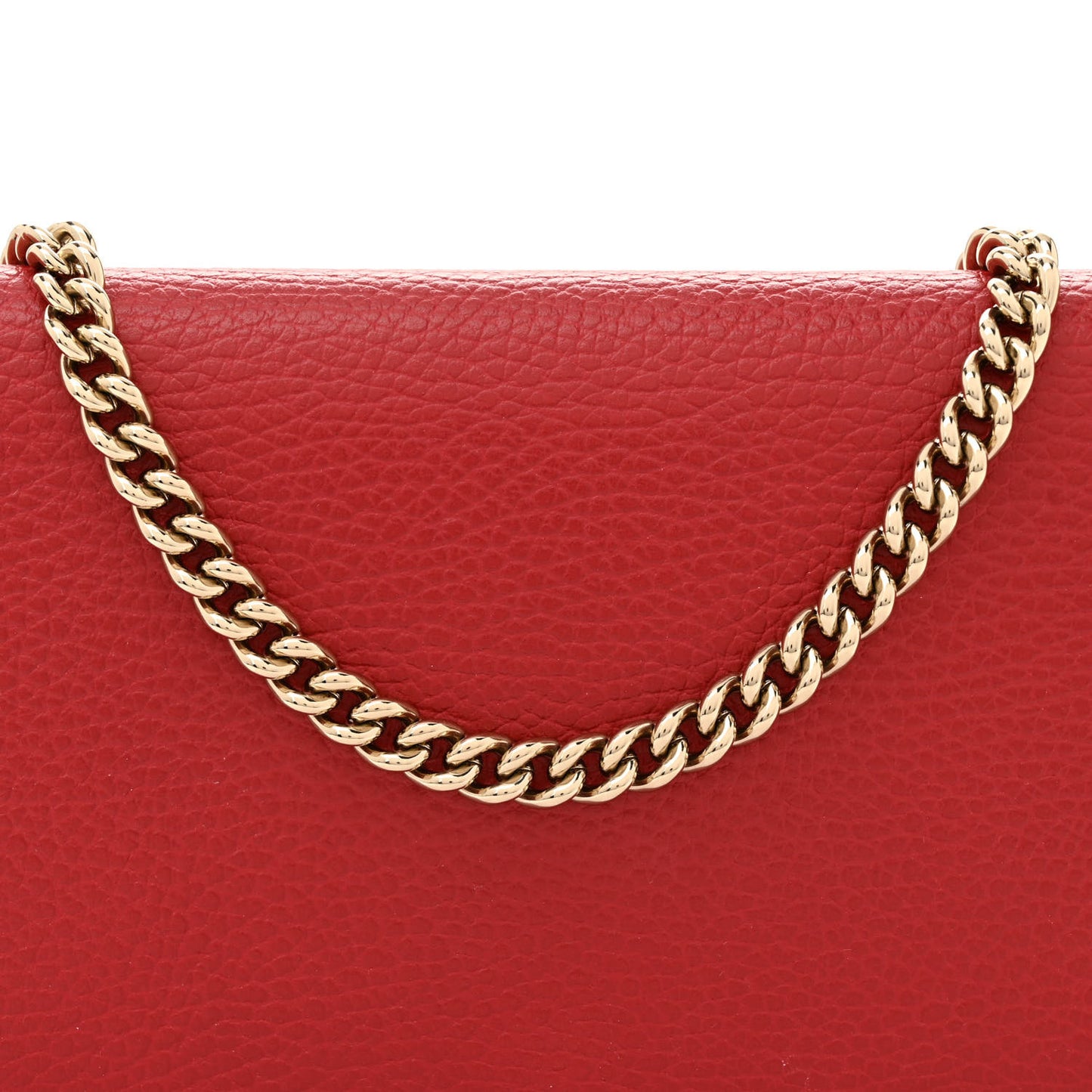 Dollar Calfskin Medium Betty Chain Wallet Red