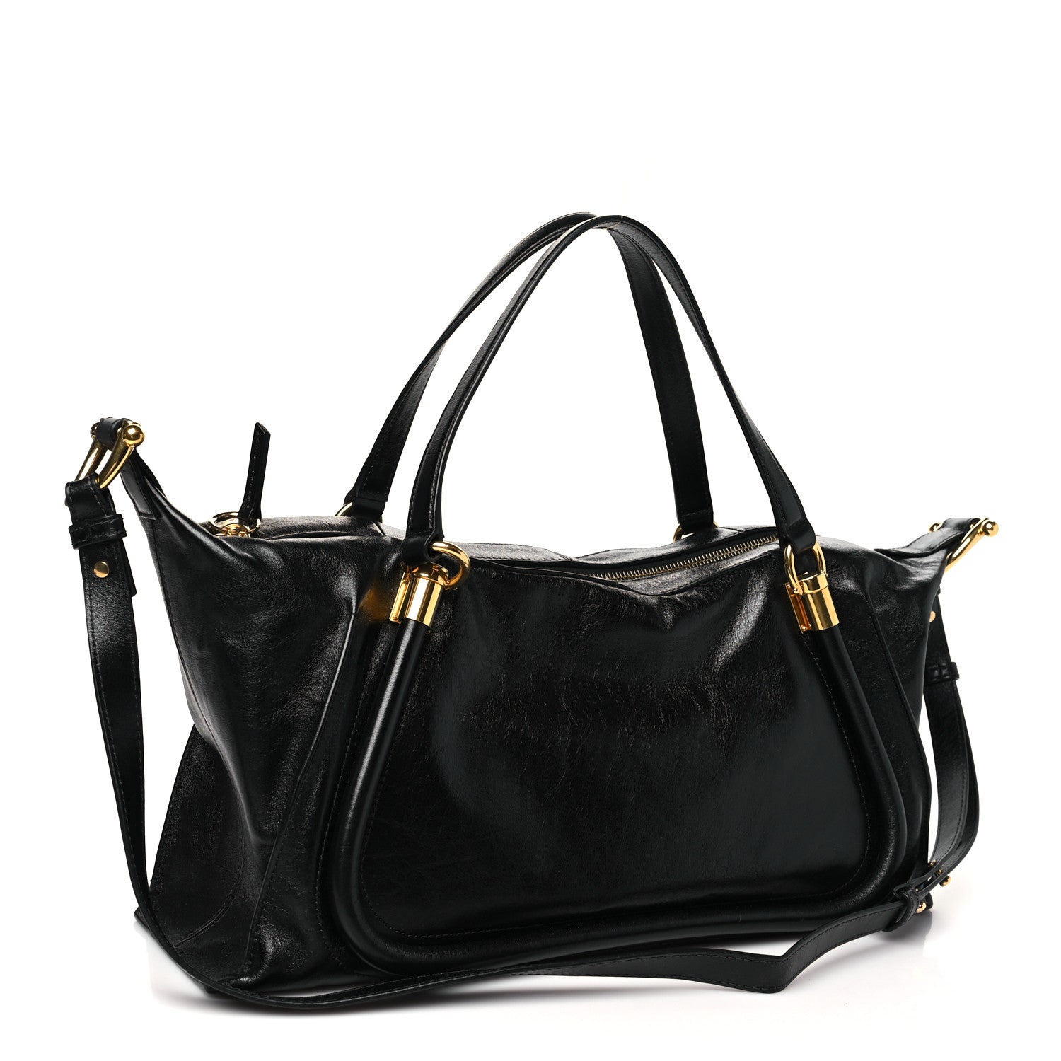 Chloe Natural Shiny Calfskin Large Paraty 24 Bag Black 3 of 10