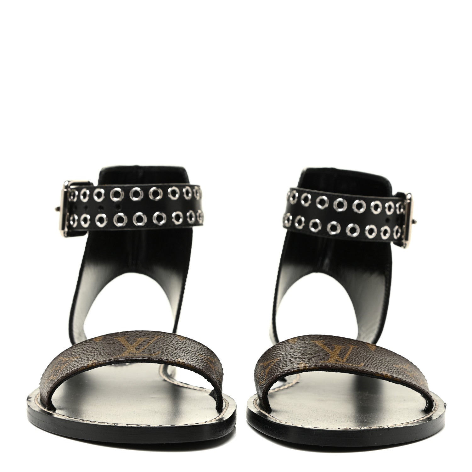 Louis Vuitton Calfskin Monogram Passenger Flat Sandals 36.5 Black 2 of 10