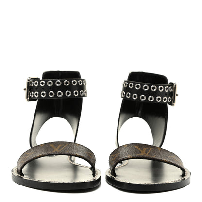 Louis Vuitton Calfskin Monogram Passenger Flat Sandals 36.5 Black 2 of 10