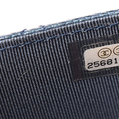 Chanel Metallic Caviar Quilted Flap Card Holder Dark Blue 8 of 9