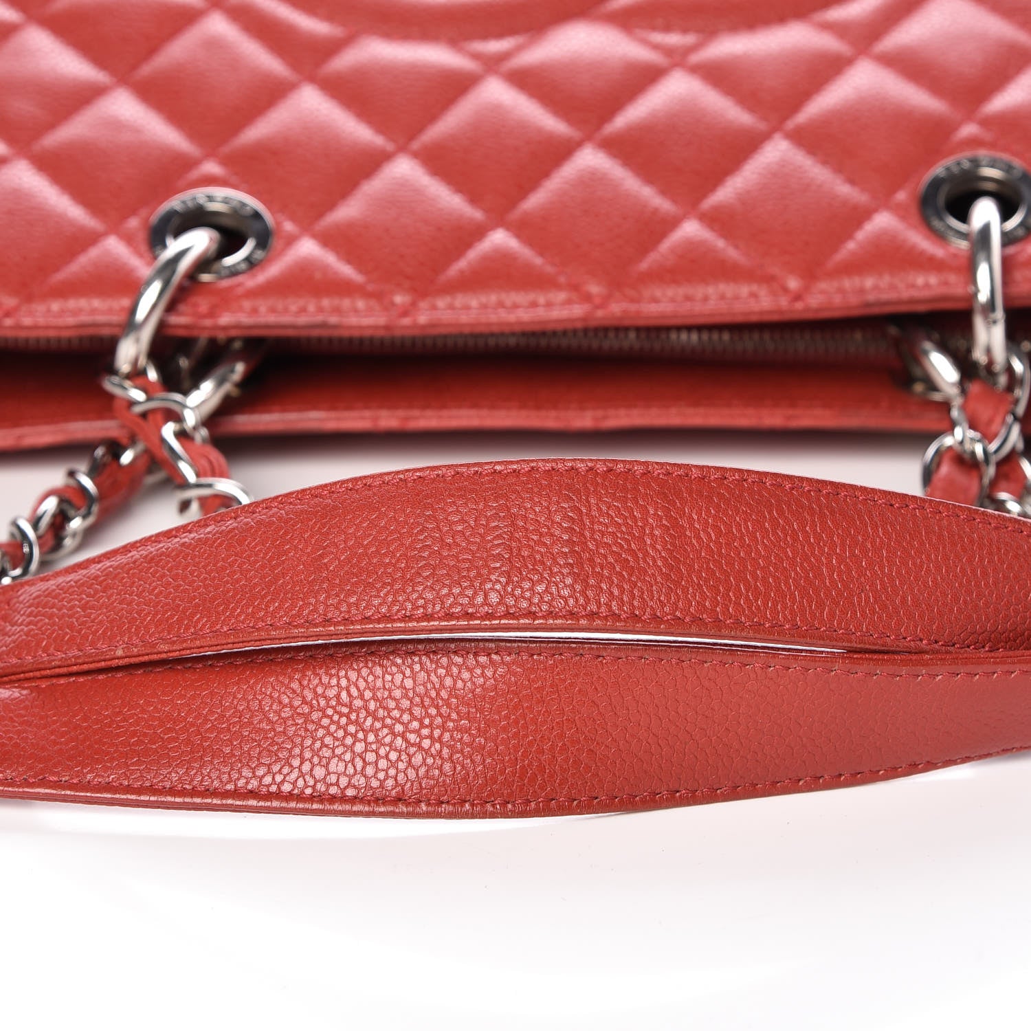 Chanel Caviar Quilted Grand Shopping Tote GST Red 11 of 14