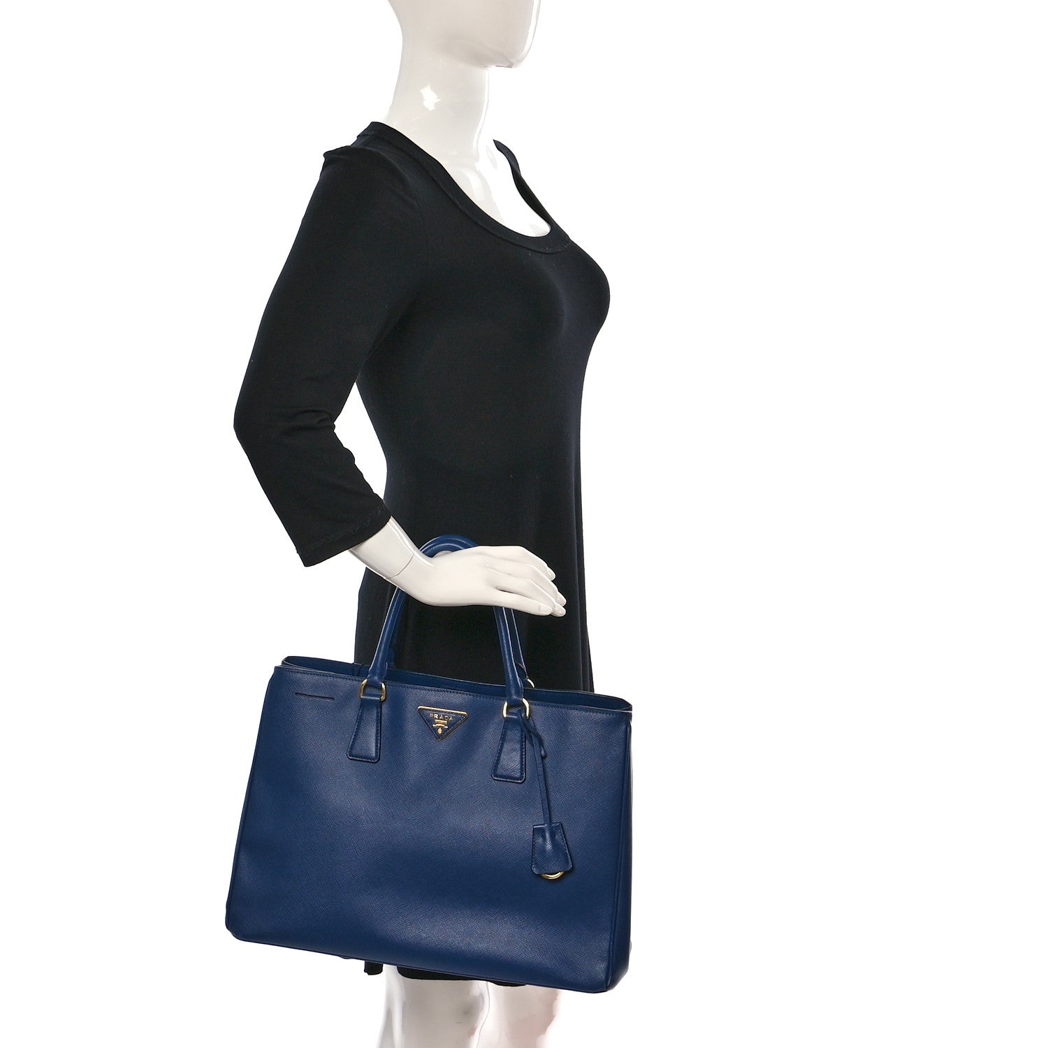 Prada Saffiano Lux Large Tote Bluette 2 of 15