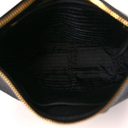 Prada Vitello Phenix Zippered Messenger Hobo Black 5 of 8