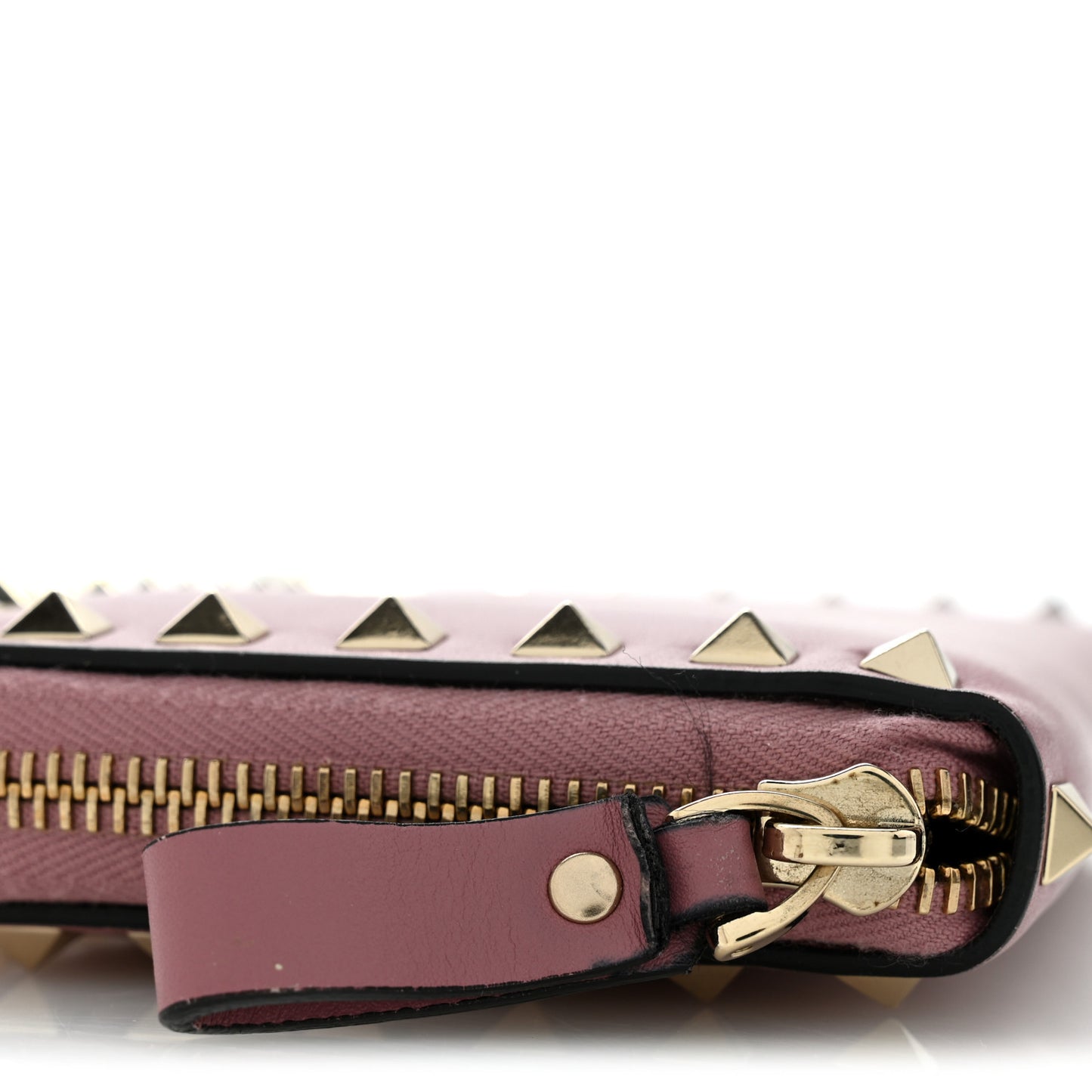 Calfskin Rockstud Zip Around Wallet Lipstick