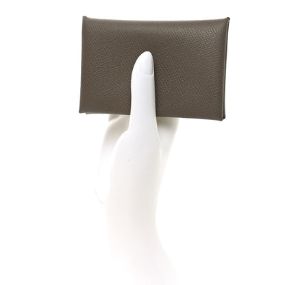 Hermes Epsom Horseshoe Calvi Card Case Etoupe Gris Misty 3 of 8