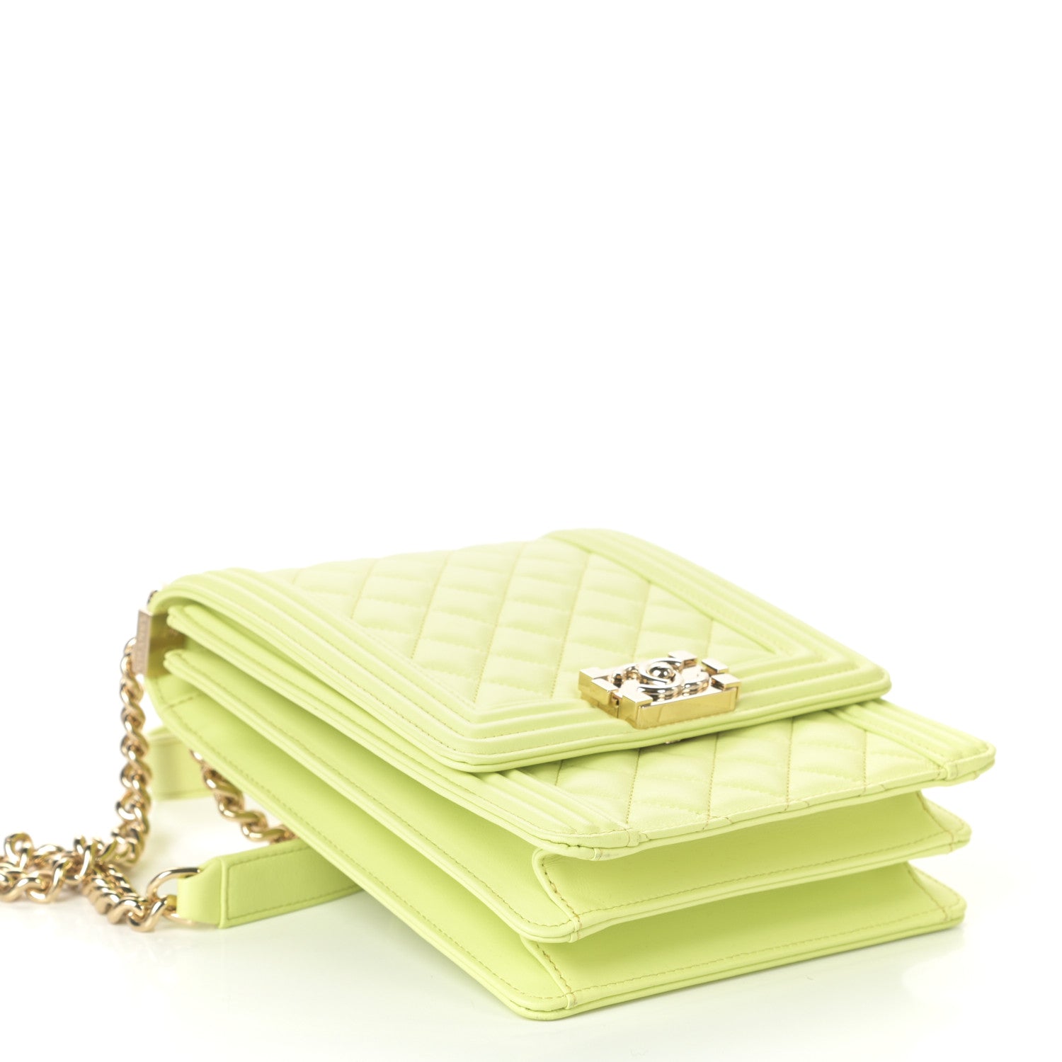 Chanel Calfskin Quilted North South Boy Flap Light Green 4 of 9