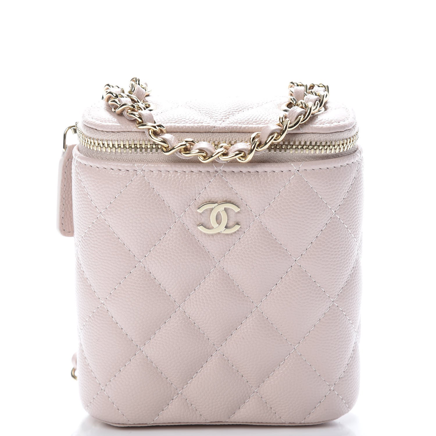 Chanel Caviar Quilted Small Vertical Coco Beauty Vanity Case With Chain Light Pink 7 of 10