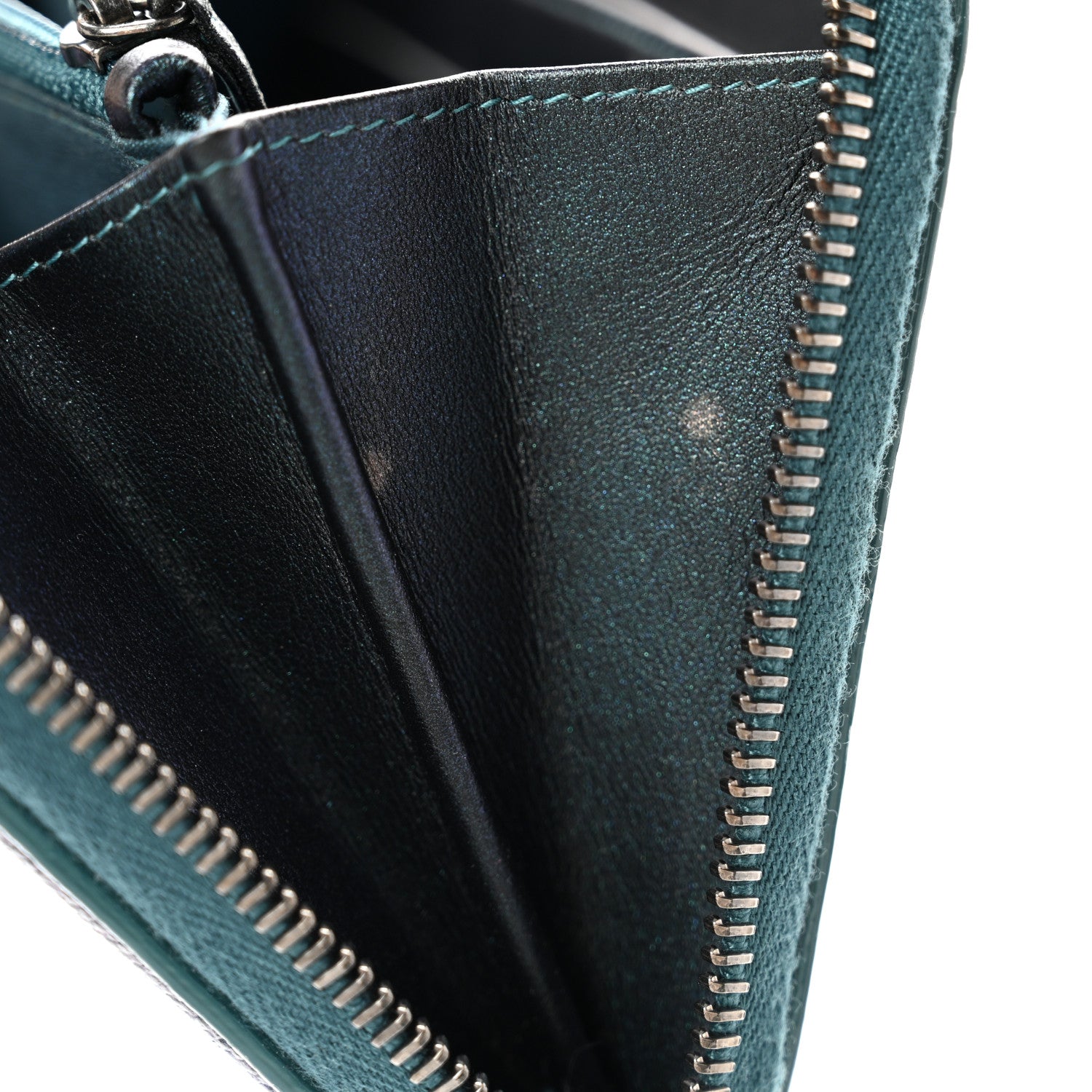 Chanel Iridescent Caviar Quilted Medium Filigree Zip Around Wallet Dark Turquoise 8 of 10