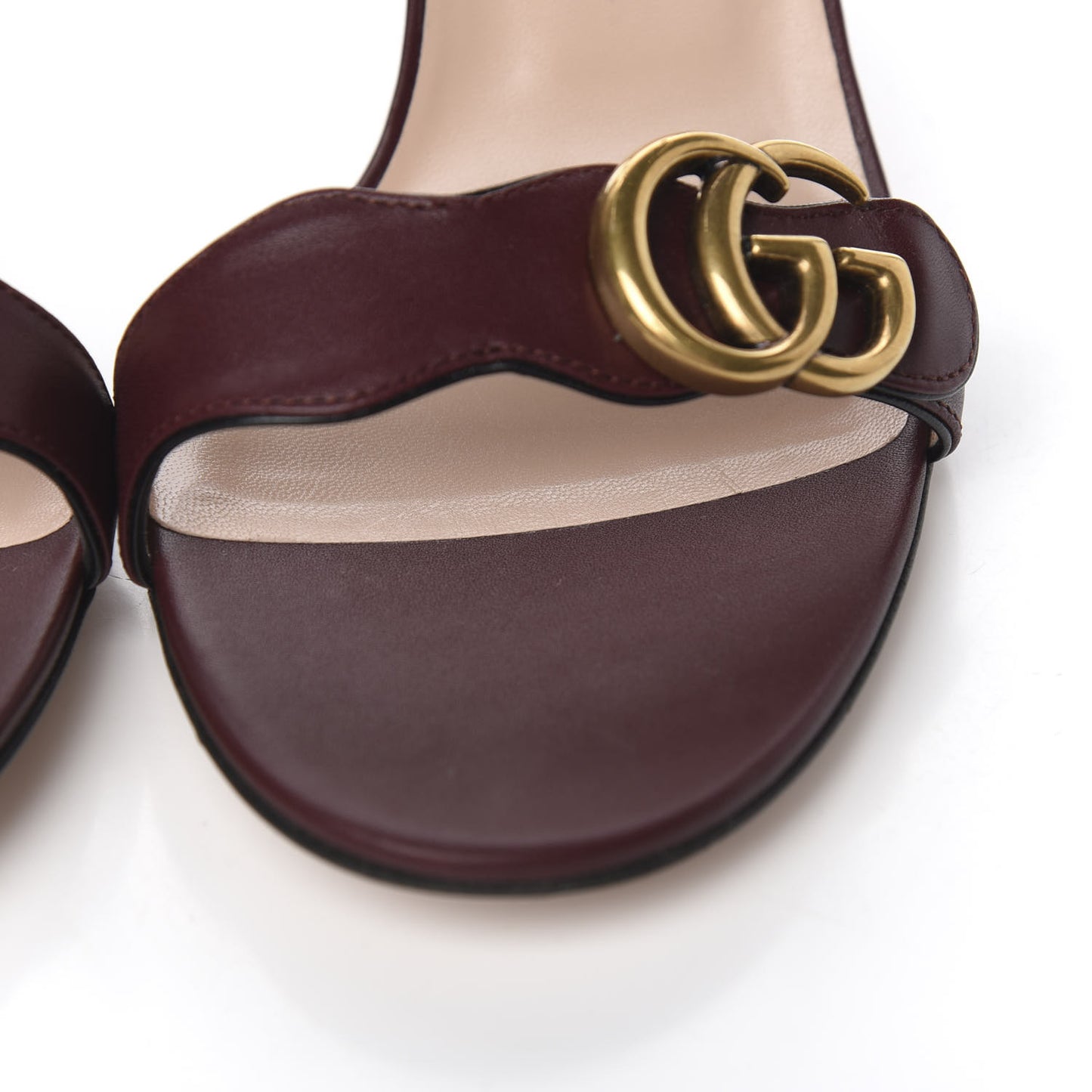 Lifford Calfskin GG Marmont Ankle Wrap 105mm Sandals 42 Vintage Bordeaux