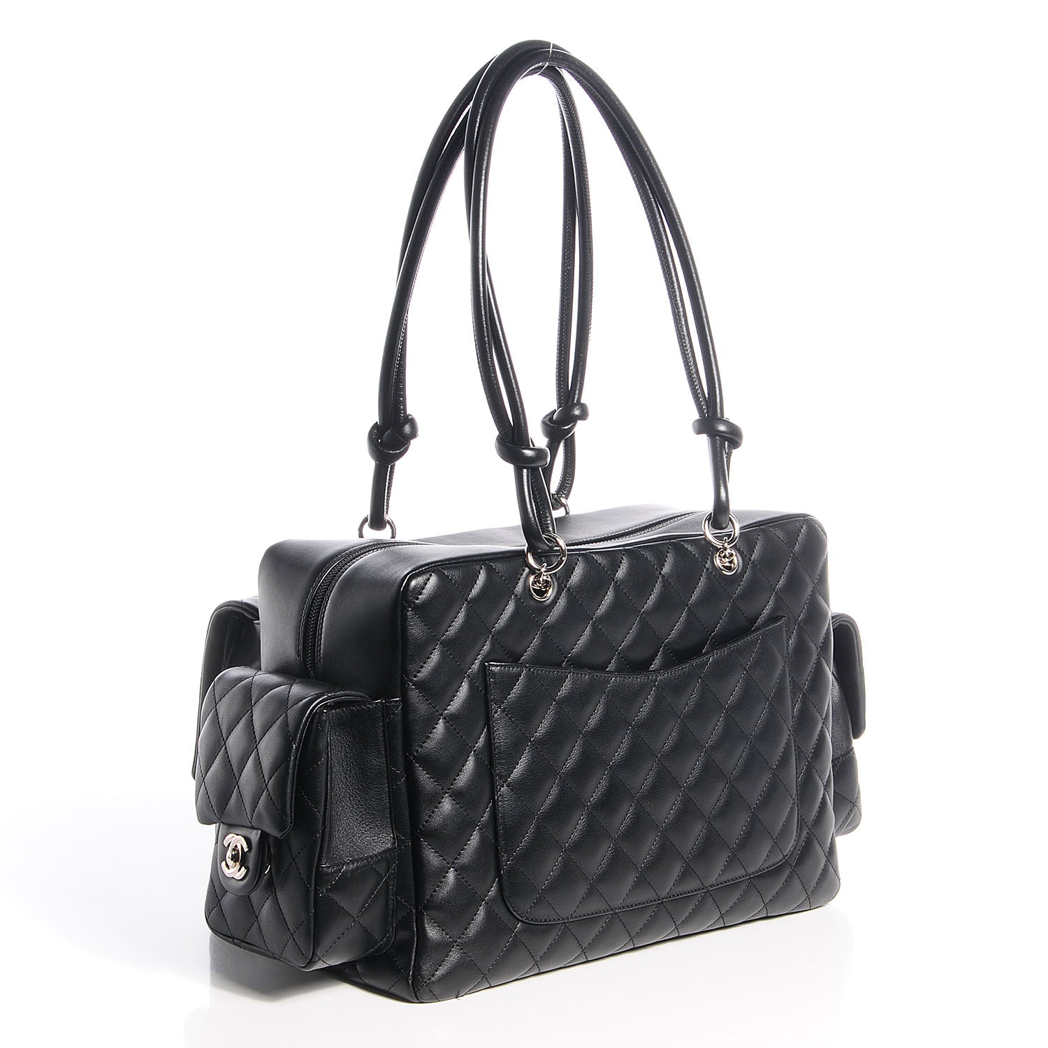Chanel Calfskin Quilted Large Cambon Multipocket Reporter Black White 3 of 8