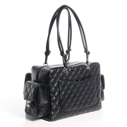 Chanel Calfskin Quilted Large Cambon Multipocket Reporter Black White 3 of 8