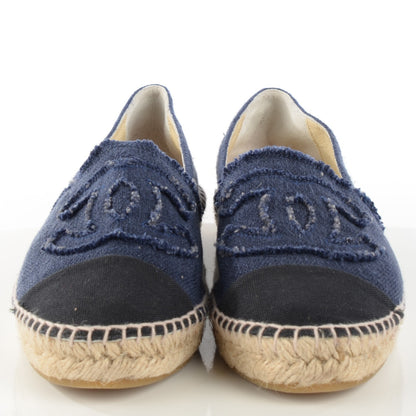 Chanel Toile CC Espadrilles 39 Blue Black 2 of 7