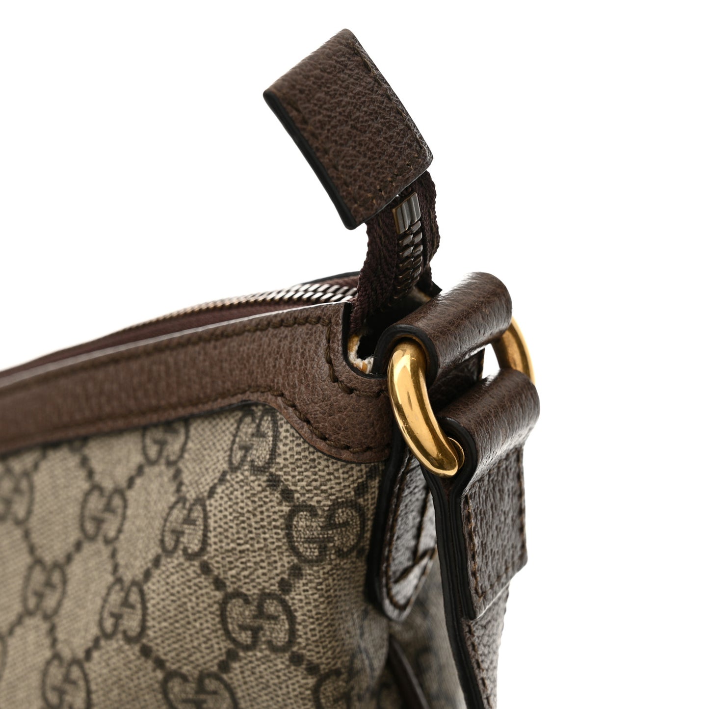 GG Supreme Monogram Web Ophidia Half Moon Hobo Brown