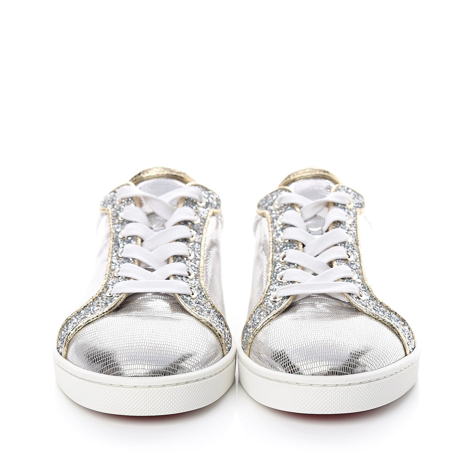 Christian Louboutin Glitter Aliglitter Specchio Women Seava Flat Sneakers 39.5 Silver 2 of 9