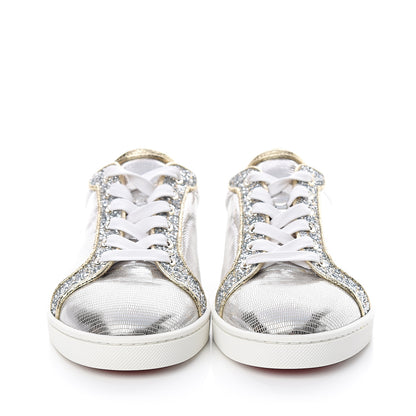 Christian Louboutin Glitter Aliglitter Specchio Women Seava Flat Sneakers 39.5 Silver 2 of 9