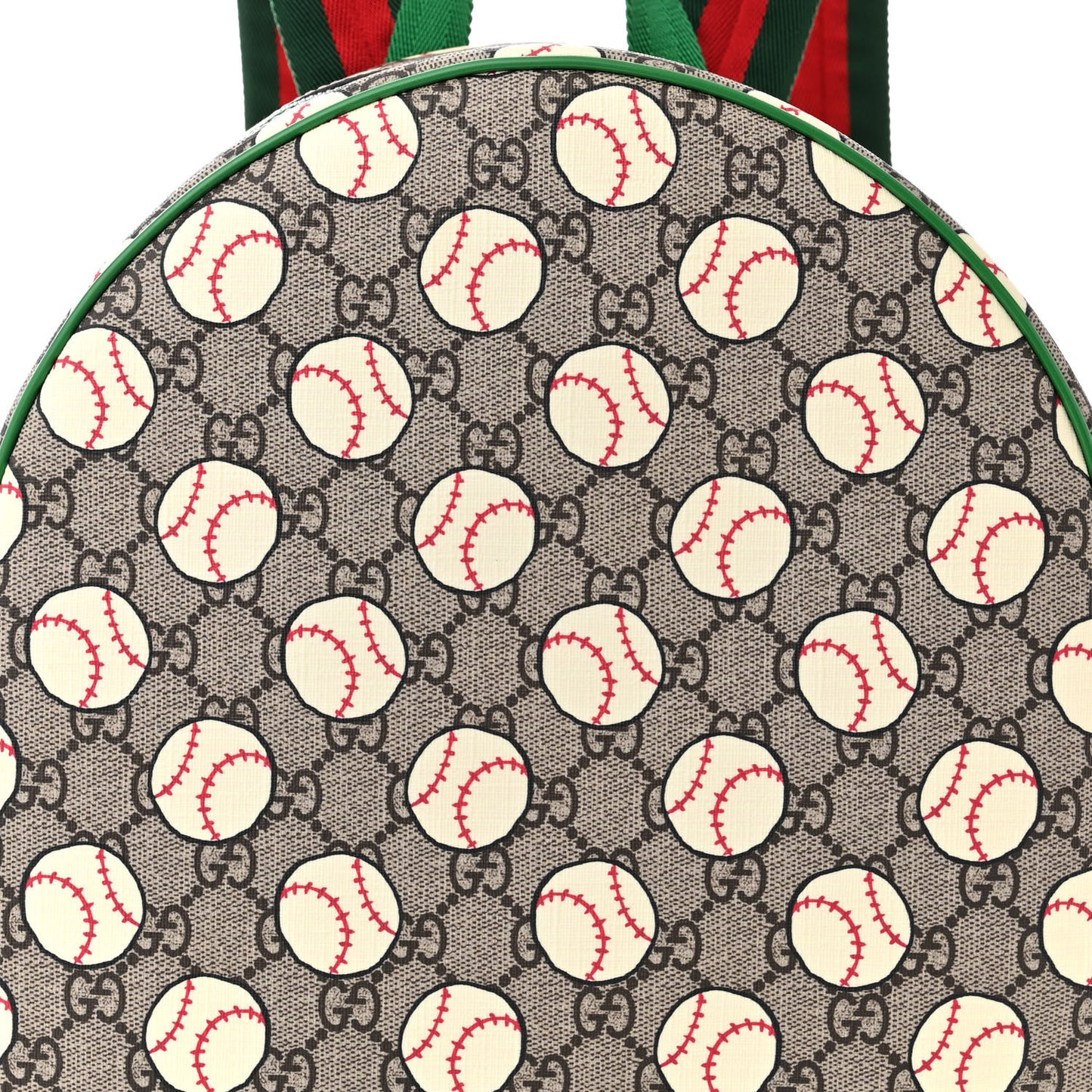 GG Supreme Monogram Baseballs Web Childrens Backpack Green