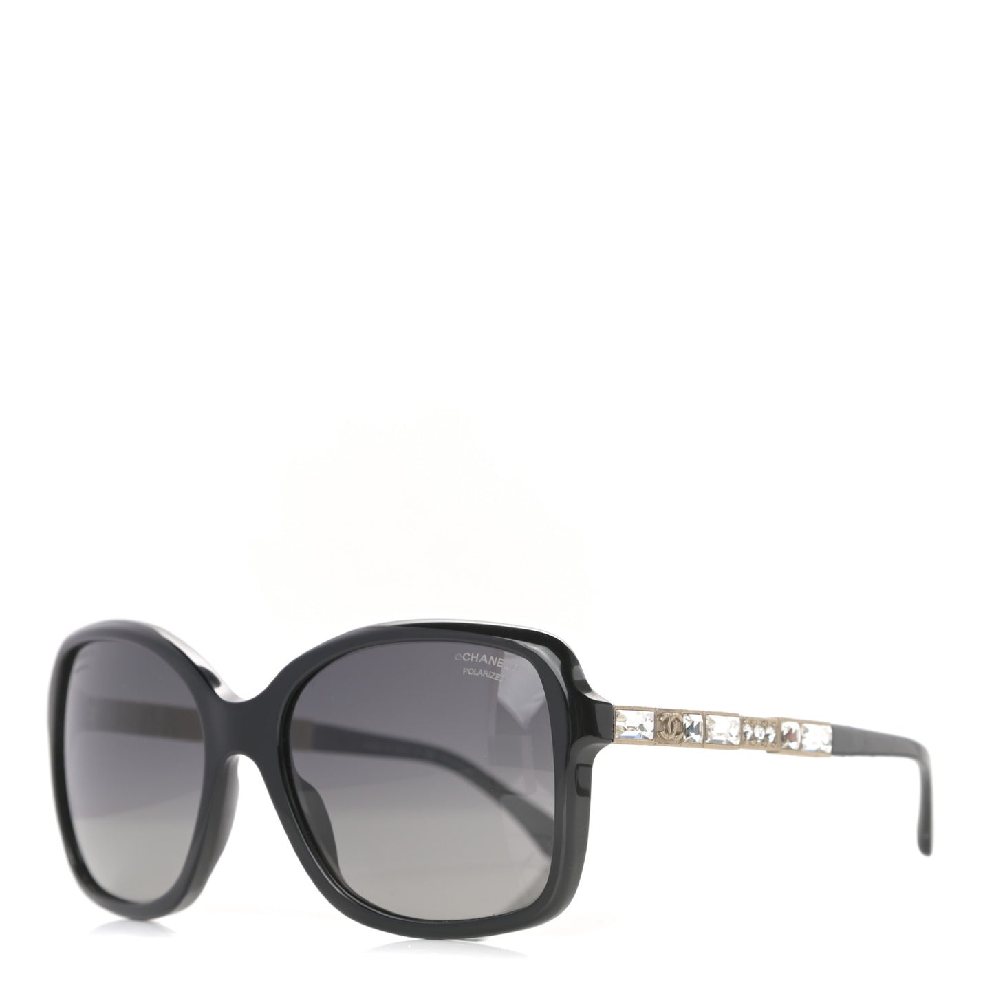 Crystal Baguette Polarized Square Sunglasses 5308-B Black