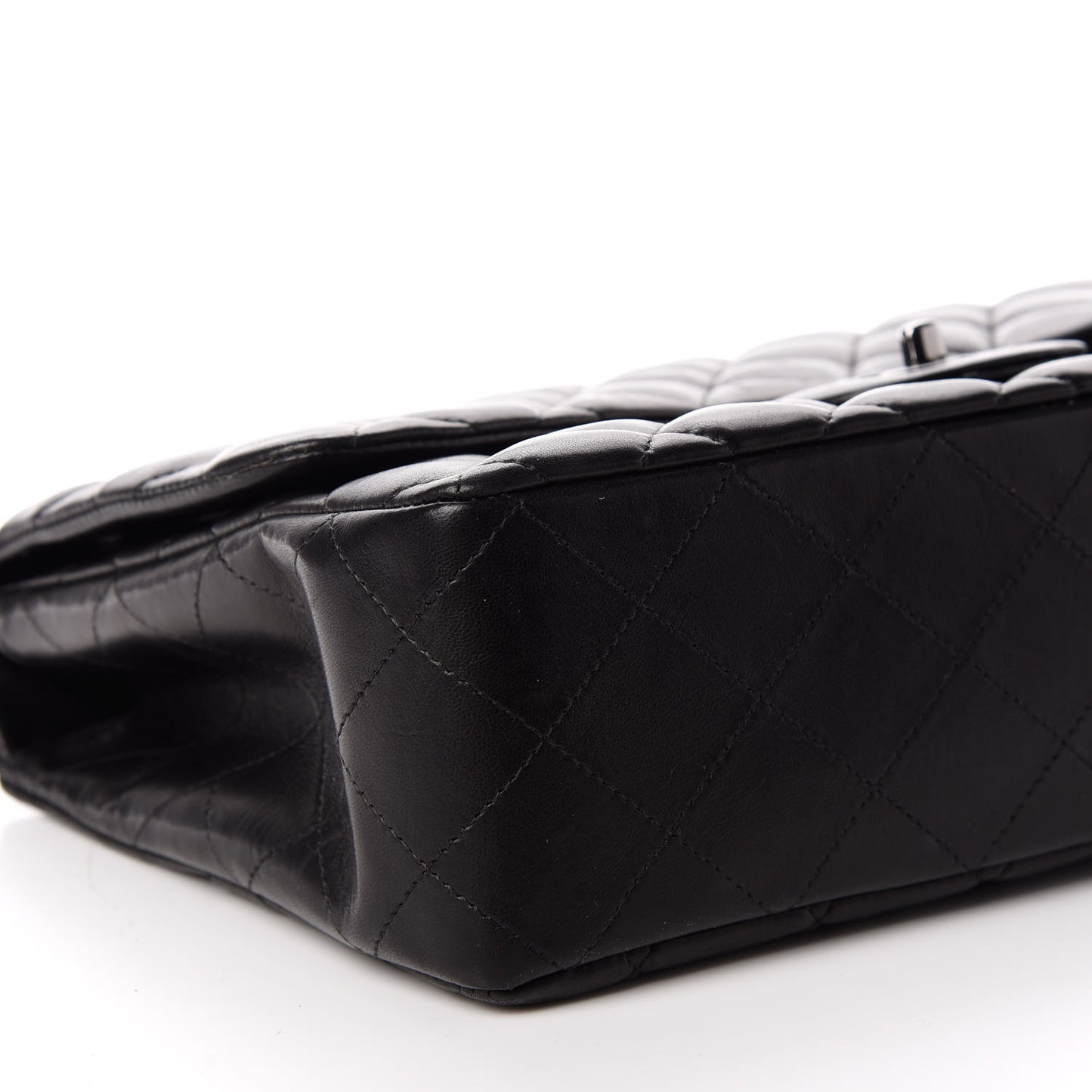 Lambskin Quilted Jumbo Single Flap Black